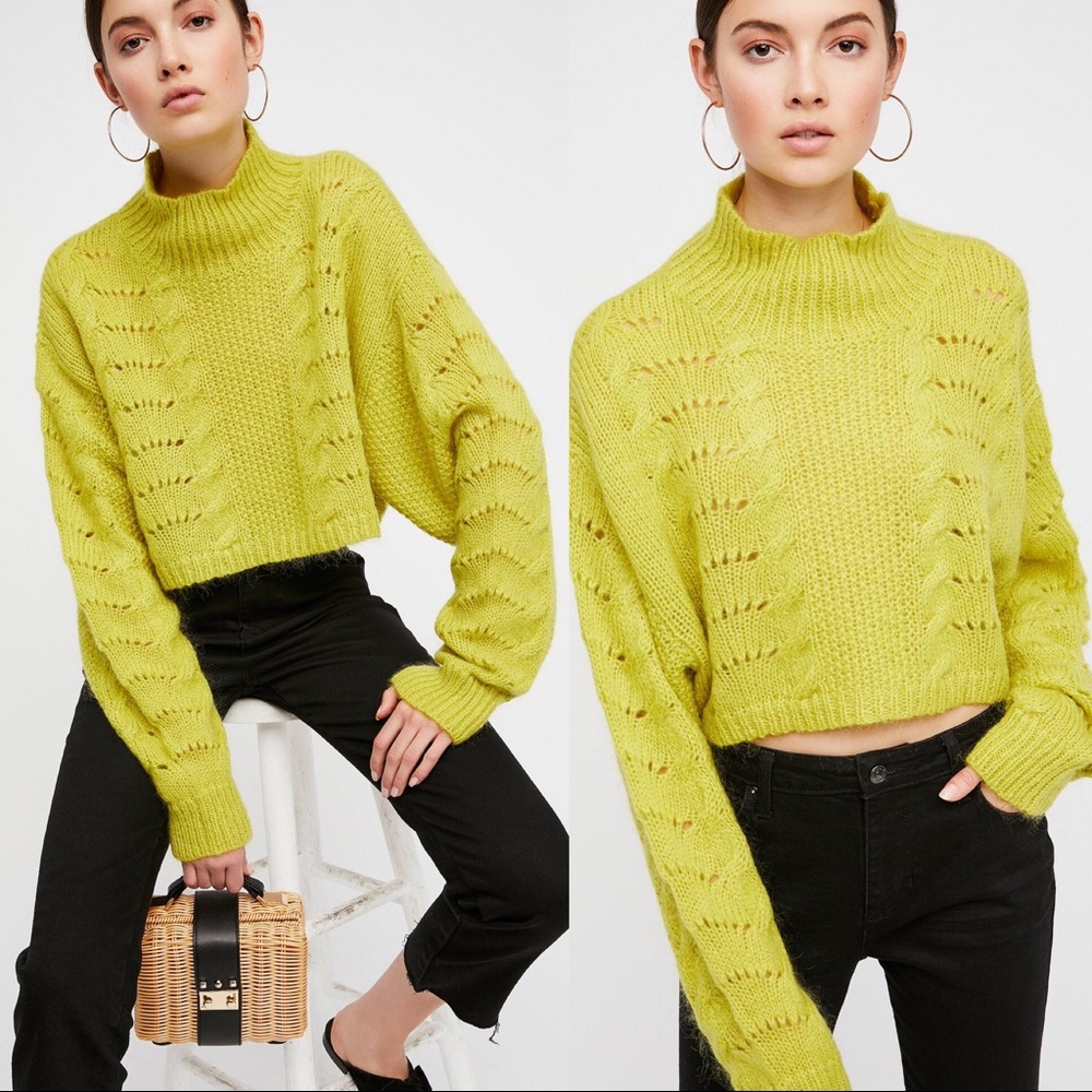 Free People Wool Pointelle Pullover Sweater